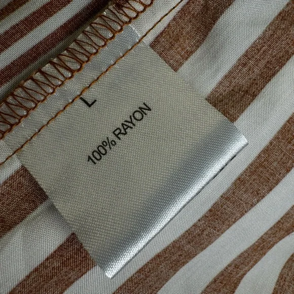 NWT Jane + Delancey Brown & White Striped Button-Up Shirt Slit Back | Large - Picture 6 of 9